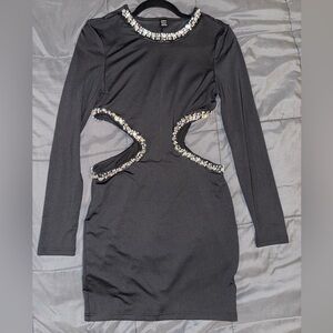 SHEIN Black Long Sleeve Dress with Sequin Details